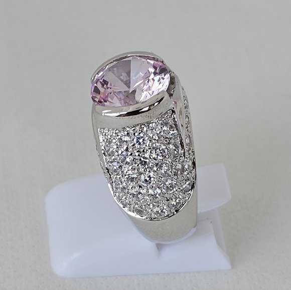 Victoria Wieck Pink Sapphire & Diamond Simulant Sterling Silver Ring Sz 6. - Picture 11 of 11